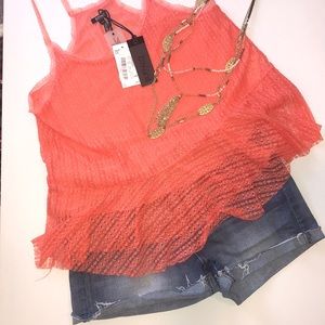 NWT BUFFALO coral lace tank w/ racerback ▪️sz M